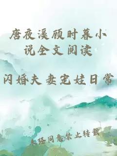 唐夜溪顾时暮小说全文阅读