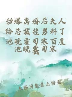 劲爆离婚后夫人给总裁挂男科了池晚霍司寒百度云